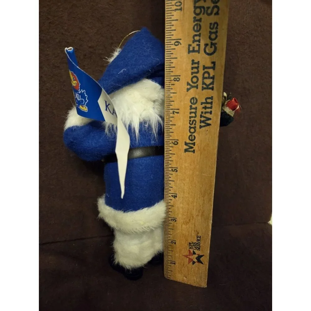 University of Kansas KU Jayhawk Santa Christmas Ornament Display 9.5‎ Inches